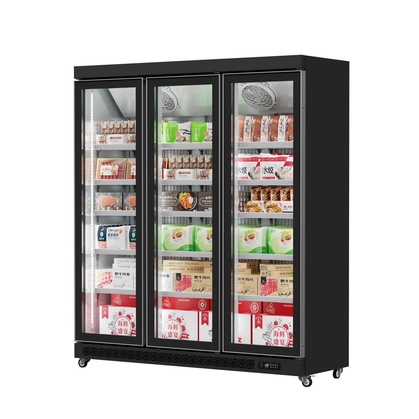 Rear-mounted Glass Door Freezer Display Cabinet – 450L to 1900L Capacity